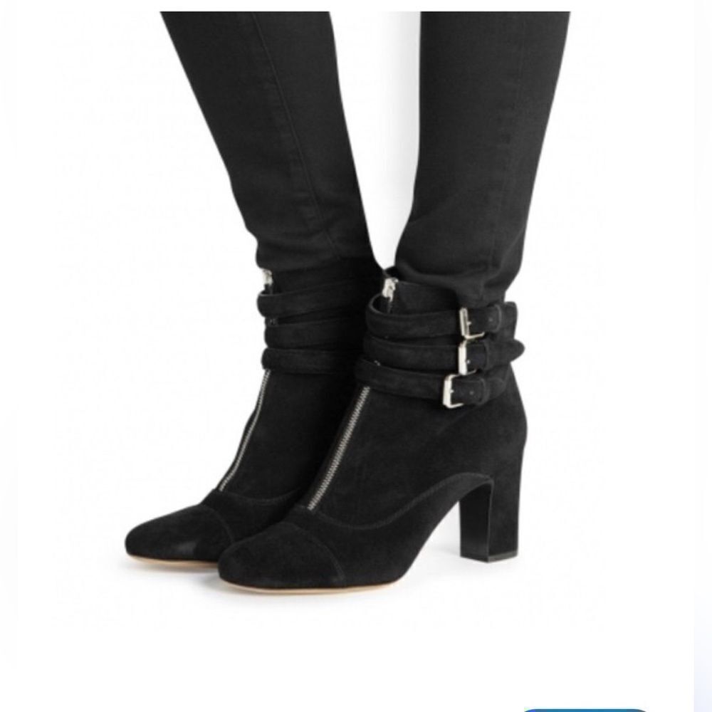 Tabitha Simmons Black Suede Booties with buckles 37.5/US 7.5